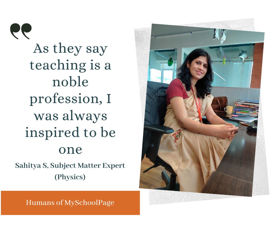 MySchoolPageHQ's tweet photo. Meet Sahitya S, an inspiration on her own and is absolutely passionate about teaching and sharing knowledge.

#myschoolpage #onlinetutoring #personalized #K12 #education #STEM #edtech #ednew #STEM #personalitydevelopment #blendedlearning #learning #learningstrategies https://t.co/YxJhHp7Uea