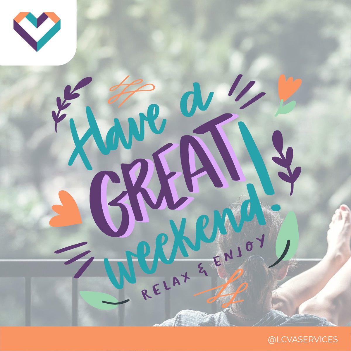 LCVAServices's tweet photo. Happy weekend all 😊

Hope you have great couple of days, from all of us at LCVA. 💜

#virtualassistant #weekend #relax https://t.co/M2FoF8xv2P
