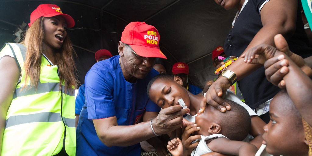 EndPolioNow's tweet photo. In Nigeria on #WorldPolioDay, @Rotary members celebrated 3 years without a case of polio caused by the wild poliovirus. Read an update from @dr_funsho, Nigeria PolioPlus Committee Chair, on the day: https://t.co/YyLpadfMGC https://t.co/m3D73WXD1D