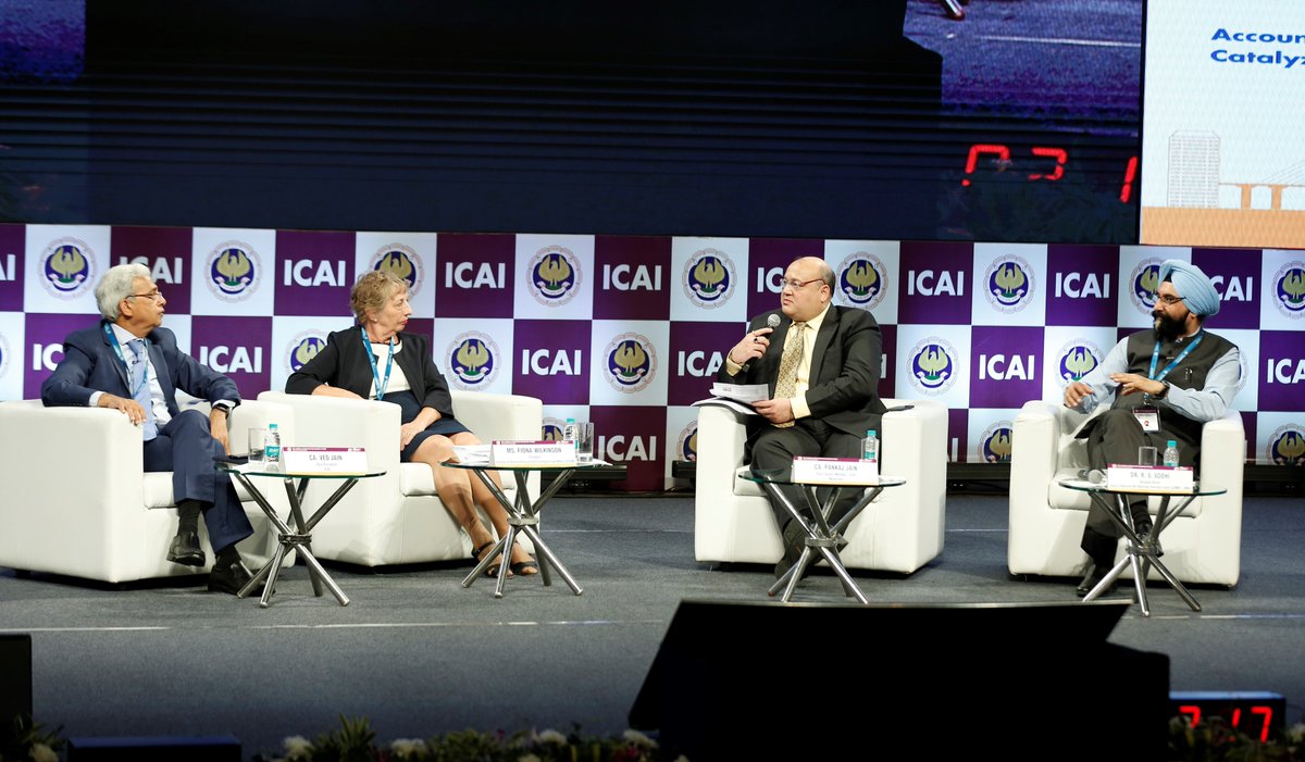 theicai's tweet image. Experts from different domains Dr. R.S.Sodhi, MD, AMUL, Ms. Fiona Wilkinson, President, ICAEW, CA. Ved Jain, Past President, ICAI and CA. Pankaj Jain, Past Council Member, ICAI discussed Accountancy Profession: Meeting Stakeholder’s Expectations #IntConICAI19 #ic2019