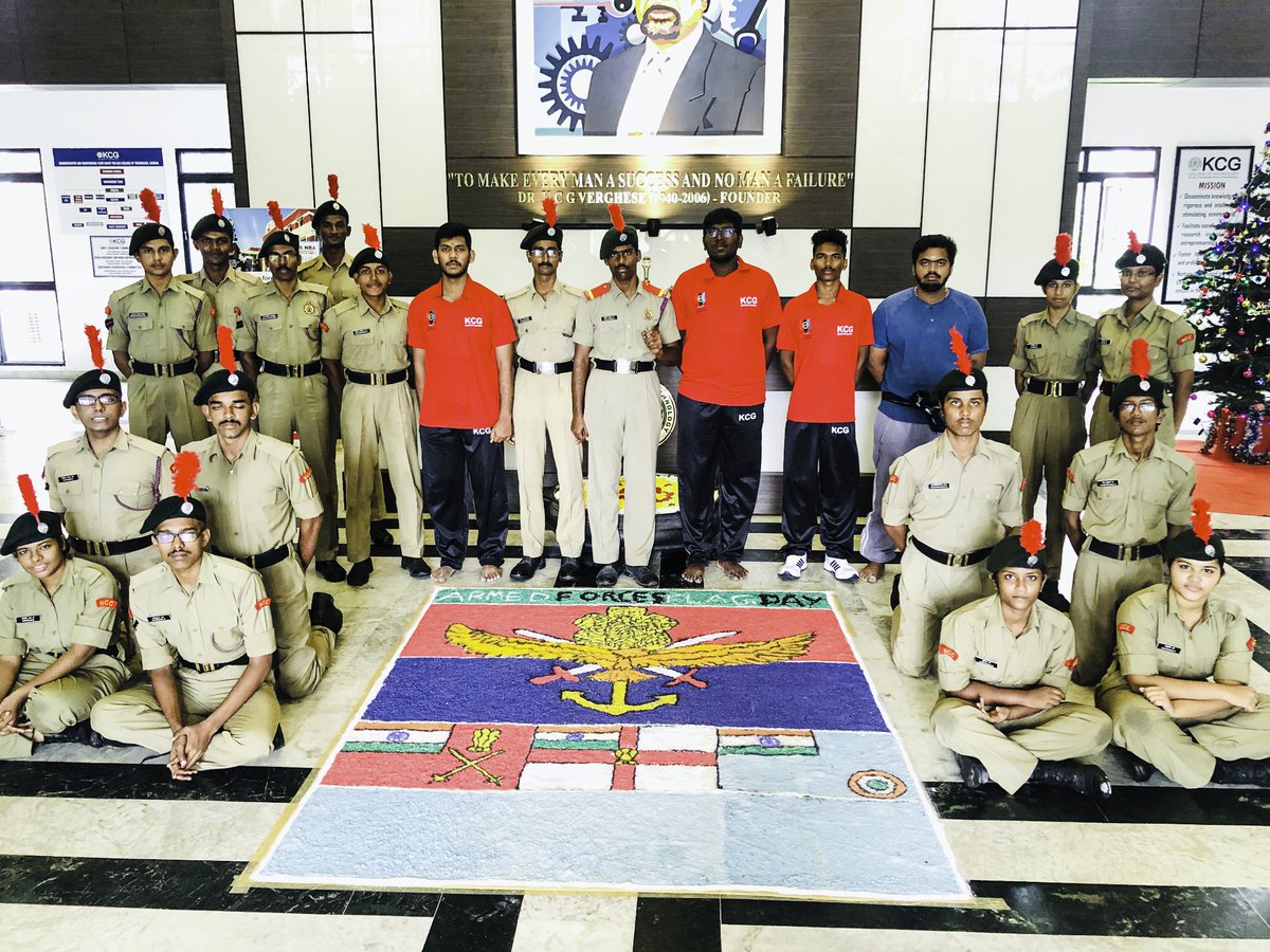 NccKcg's tweet photo. The Armed Forces Flag Day throughout the country to honor the martyrs and the men in uniform who valiantly fought on our borders to safeguard the country's honor. There cannot be a nobler cause than laying down one’s life for the country. 
@KCGtechnology 
@HQ_DG_NCC @NccIndia_ https://t.co/vsUATAJXi6