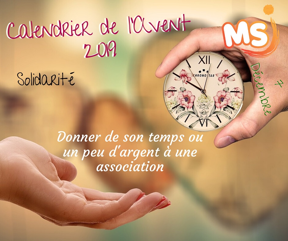 MSJ_FR_BELSud's tweet photo. [MSJ - Avent] 7 décembre
Être solidaire
Et si aujourd'hui...
Je décidai de donner un peu de mon temps pour une association?
#MSJAvent2019 #Noël #Christmas #CalendrierAvent #Xmas2019 #7décembre #Solidarité https://t.co/FuVDk7HlaI