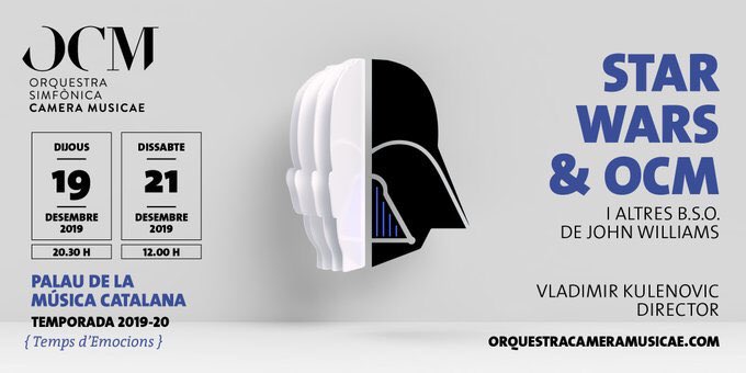 vialliure's tweet photo. Avui sortegem dues entrades dobles pel concert de l'@orquestraOCM amb bandes sonores de John Williams al Palau de la Música pel proper dijous 19 de desembre a 2/4 de nou del vespre. I què heu de fer per aconseguir-les? Seguir-nos i retuitejar aquest tuit. A què espereu??? https://t.co/0W7ouirla2