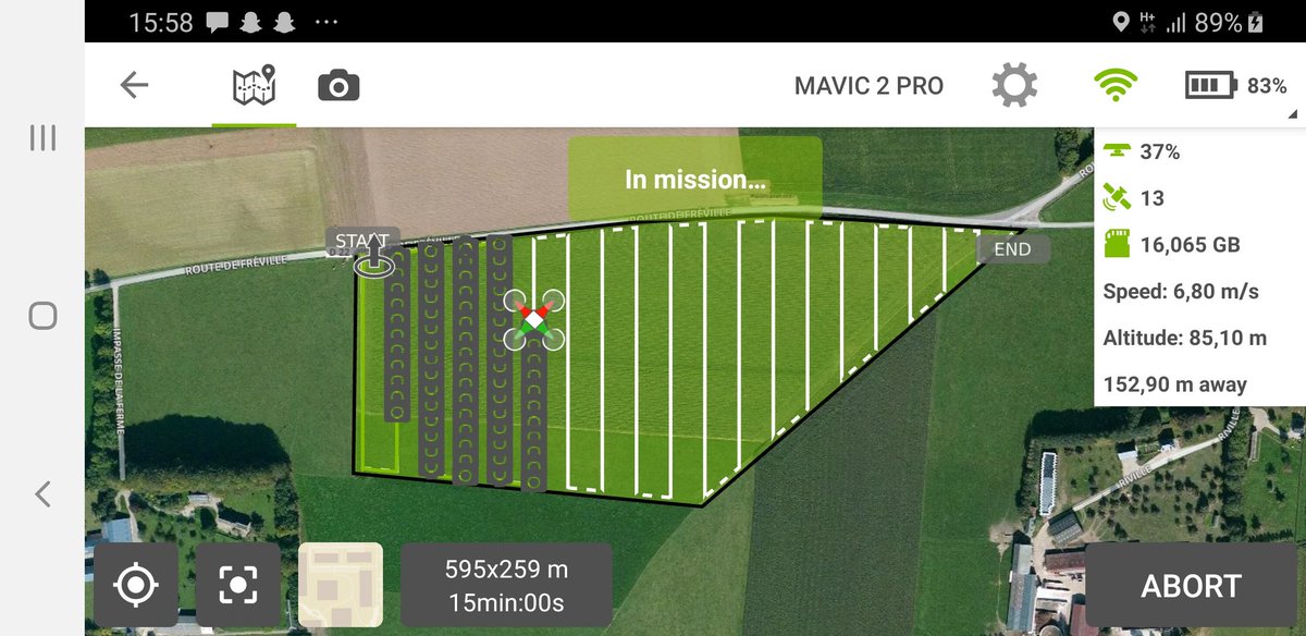 After a 13-min flight and several hours of processing (poor laptop 🤯) here is my first orthophoto created for free !! 💸(Using Pix4D flight planner, OpenDroneMap and Qgis)
#djimavic2pro #precisionfarming #opensource #free