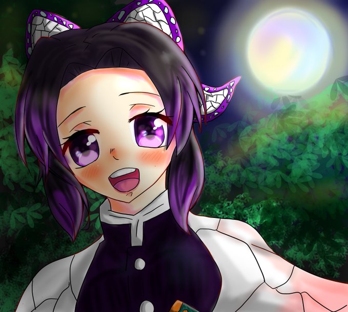 りあさんがTwitterに投稿した胡蝶しのぶ(鬼滅の刃)のイラスト。