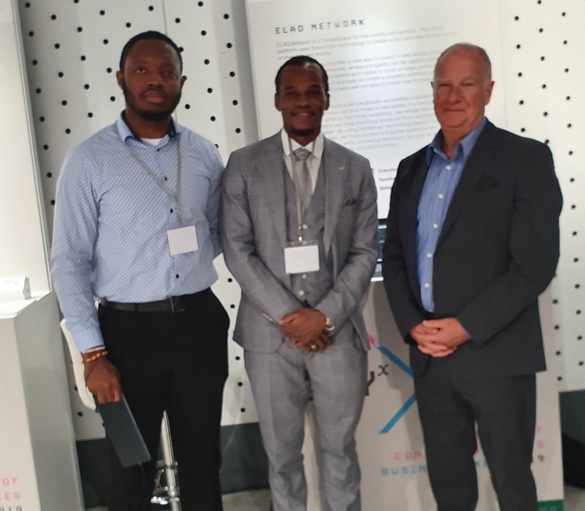elad_network's tweet photo. Our CEO Dale Perkins-McCook is pictured here at ELAD Network’s stand at City X in November, with the company of ELAD Network team members Betrand Bayuga and David Robson.

#cityx #catapult #realestate #networking #realestatesale #blockchain #tokens #coins #worldcoins https://t.co/37dvhQQ5Iq