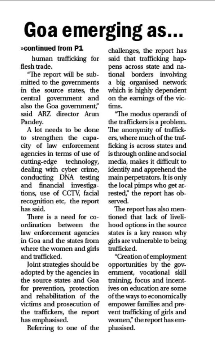 Goa has been emerging as a “market” for flesh trade due to demand for sexual services. The governments need to make it a priority and devote sufficient funds and resources towards it, said the report prepared by NGO ARZ (Anyay Rahit Zindagi).
navhindtimes.in/goa-emerging-a…