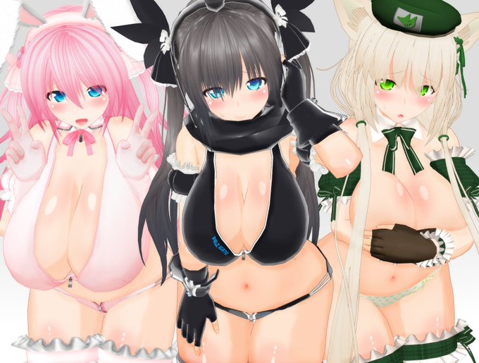 厨二系わがままボディ変身ヒロイン・ペイルアゲート‼️
ウサミミ系どたぷん変身ヒロイン・モルガナイトバニー‼️
ミリタリー系むちケモ魔法少女・ハウンドベレー‼️

ペイルアゲートのメイン3人のモデルをアップデートしました。今回はシェーダー等を揃えず、三者三様の雰囲気を持たせてみました🐰 