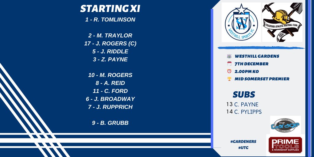 Westhill Sports FC π¨π»βπΎ (@westhillsports_) on Twitter photo Team NewsβΌοΈ Here is how we line up for this afternoons game against <a href="/ColefordAth1890/">Coleford Athletic</a> Kick off at 2pm, come along and show your support #UTG #Gardeners Team NewsβΌοΈ Here is how we line up for this afternoons game against <a href="/ColefordAth1890/">Coleford Athletic</a> Kick off at 2pm, come along and show your support #UTG #Gardeners