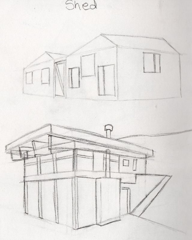 Feldiarts's tweet image. I did this #architecturestudy a few days ago. This time I went for #shedarchitecture and didn&apos;t bother to use paint.