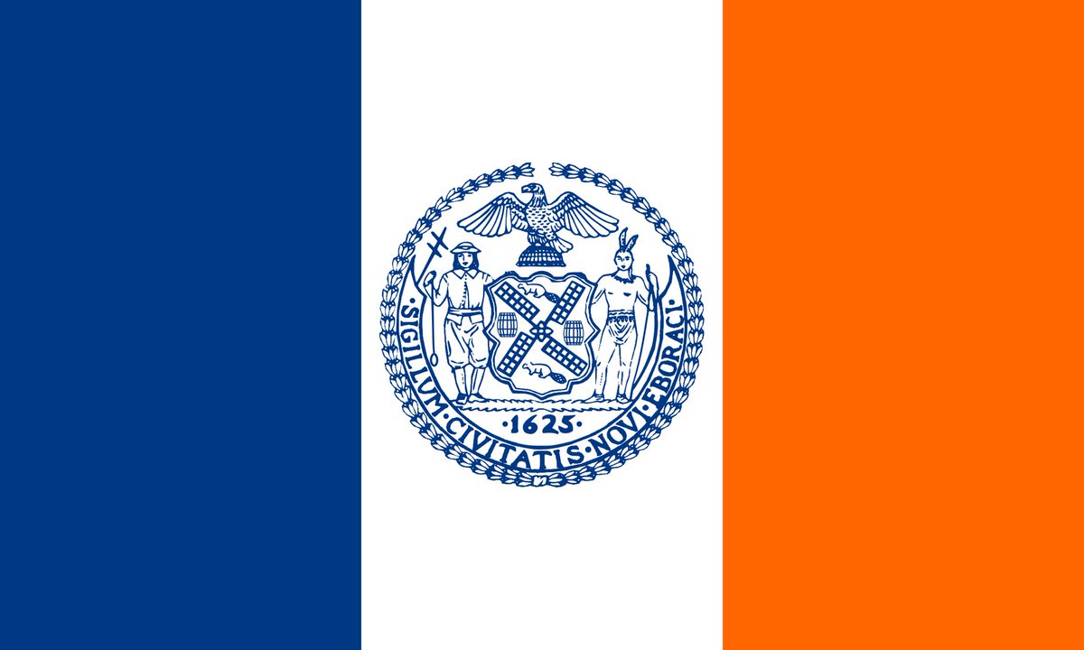 地図フリーク New Yorkは元はnew Amsterdamだ 左上から時計回りに Ny市旗を再デザイン T Co Sdbtdyx2af 現在 横に塗り分けているが 色はオランダのプリンス旗に由来 オランダ国旗に合わせて横に塗り分け アムステルダム市旗