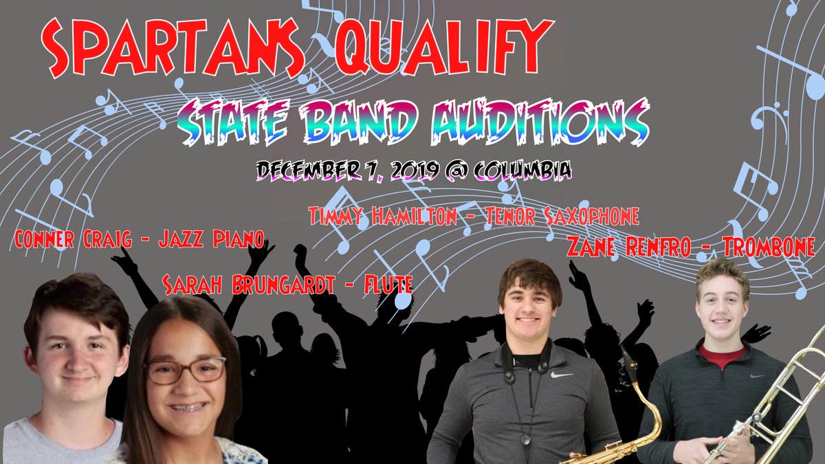 Rise_Above_RHS's tweet photo. Shoutout to Timmy, Zane, Conner and Sarah! Good luck today in your pursuit for a spot on the State Band! Let's Do This! #RichmondSpartans #SpartanNation #StateBand https://t.co/pxB8UMvdNp