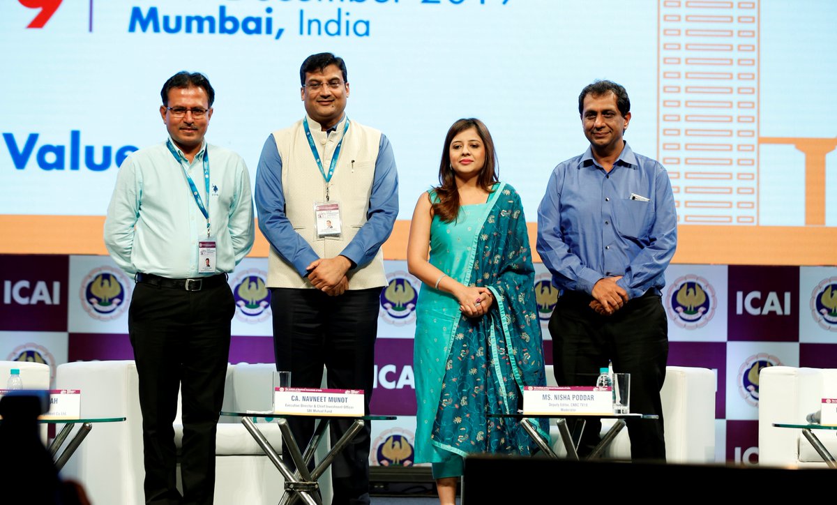 theicai's tweet image. CA. Navneet Munot, ED &amp;amp; CIO SBI Mutual Fund, CA. Nilesh Shah, MD, Kotak Mahindra Asset Management Co Ltd., Mr. Manish Gunwani, CIO (Equity), Reliance Nippon Life AMC and Ms. Nisha Poddar, Editor – M&amp;amp;A, CNBC TV18 in the session ‘Understanding Market for Wealth Creation’ #ic2019