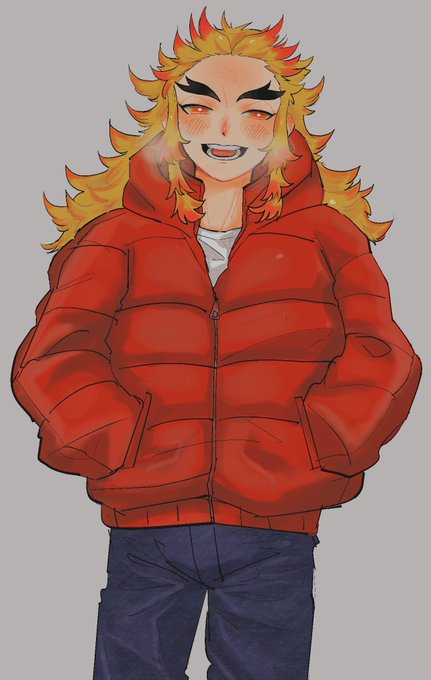 ふぁにぼ。さんがTwitterに投稿した煉獄杏寿郎(鬼滅の刃)のイラスト。