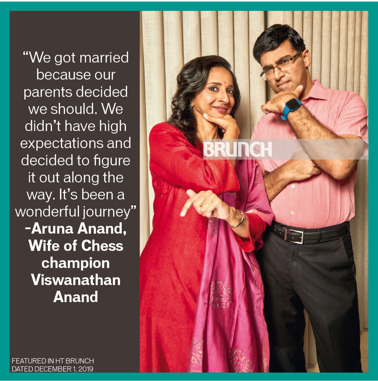 HT Brunch on X: His Queen, My King! 23 years after marriage, Aruna and Viswanathan  Anand hold forth on what makes them the tightest of teams. #Checkmates  #brunchcoverstory #brunchexclusive #checkmates #powercouple  #viswanathananand #