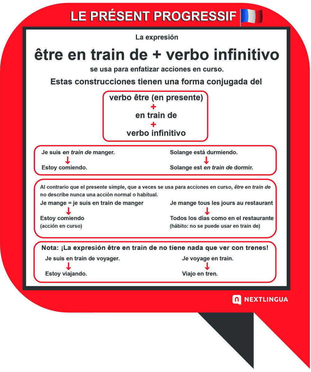 nextlinguapp's tweet photo. 🆕 Hoy desde #Nextlingua os mostramos le #PresentProgressif en #Francés 🇫🇷
👩🏫 Recordad que podéis aprender más lecciones de gramática y ponerlas práctica en nuestra app ➡️ https://t.co/XXa9HjYHIp
#AprenderFrances #EnTrainDe #AprendreFrançais https://t.co/295bsQM81J