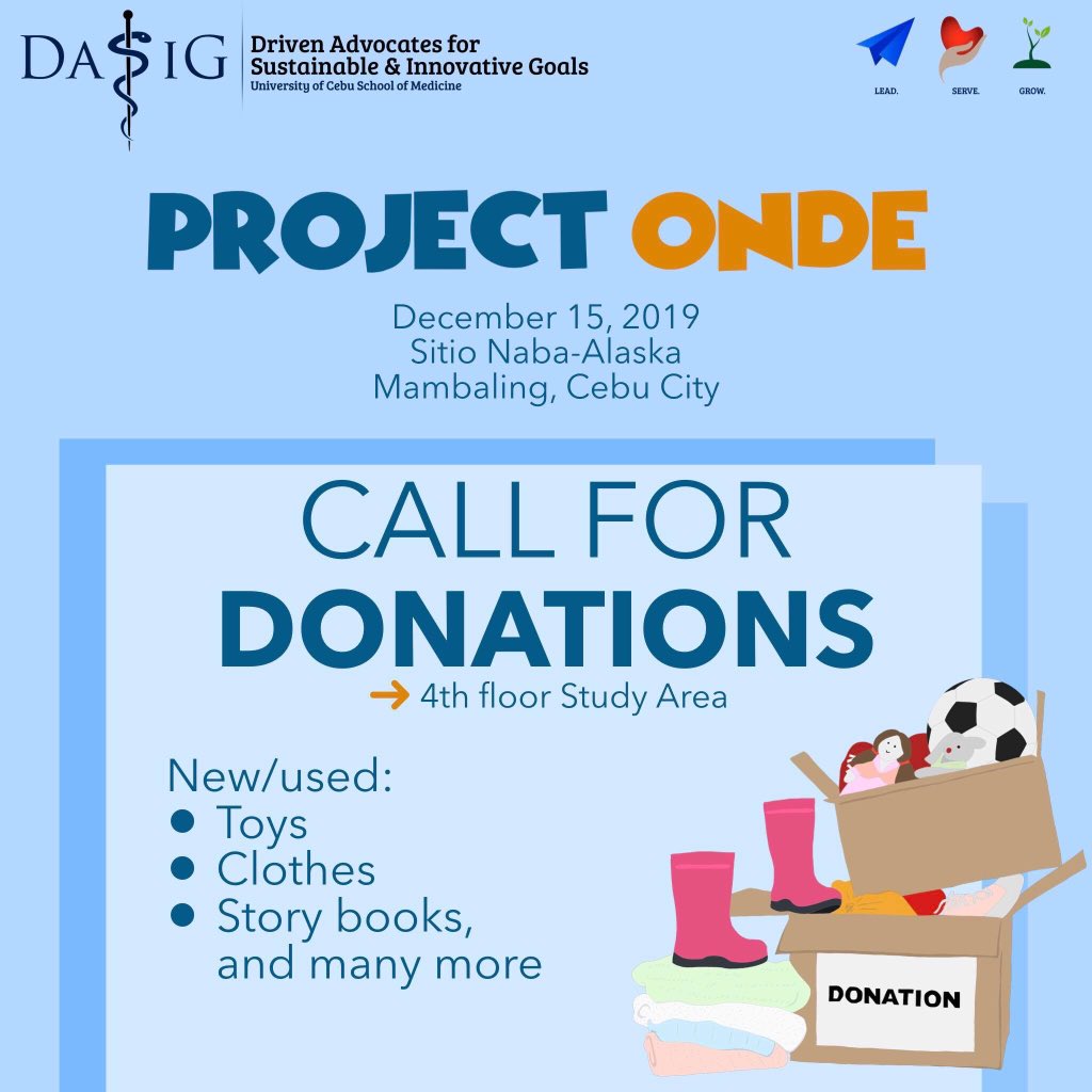 dasigucsm's tweet photo. Come and join us this December 15, Sunday, from 8AM to 12NN. Be with our little onde. Become a volunteer. Or not, donate your pre-loved toys, story books, and/or clothes! ❤️

Sign-up here: https://t.co/ptBQ8KfHwX

#ProjectOnde
#DASIGLang ✈️🤲🏻🌱 https://t.co/khor8VZ0R3