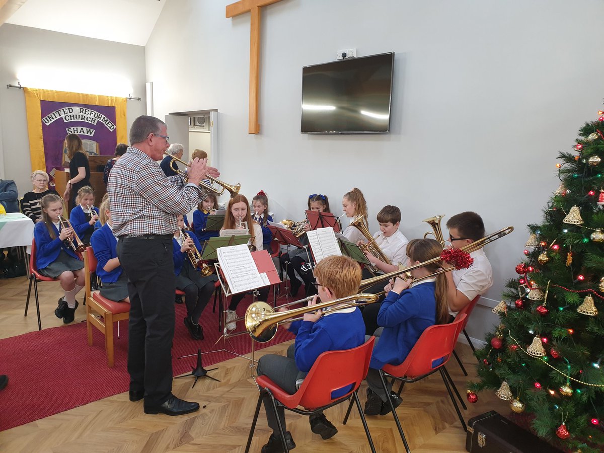 Buckstones Band is playing at the Christmas coffee morning at the United Reform church this morning.  Pupils past and present are making a wonderful sound and enjoying entertaining everyone there.