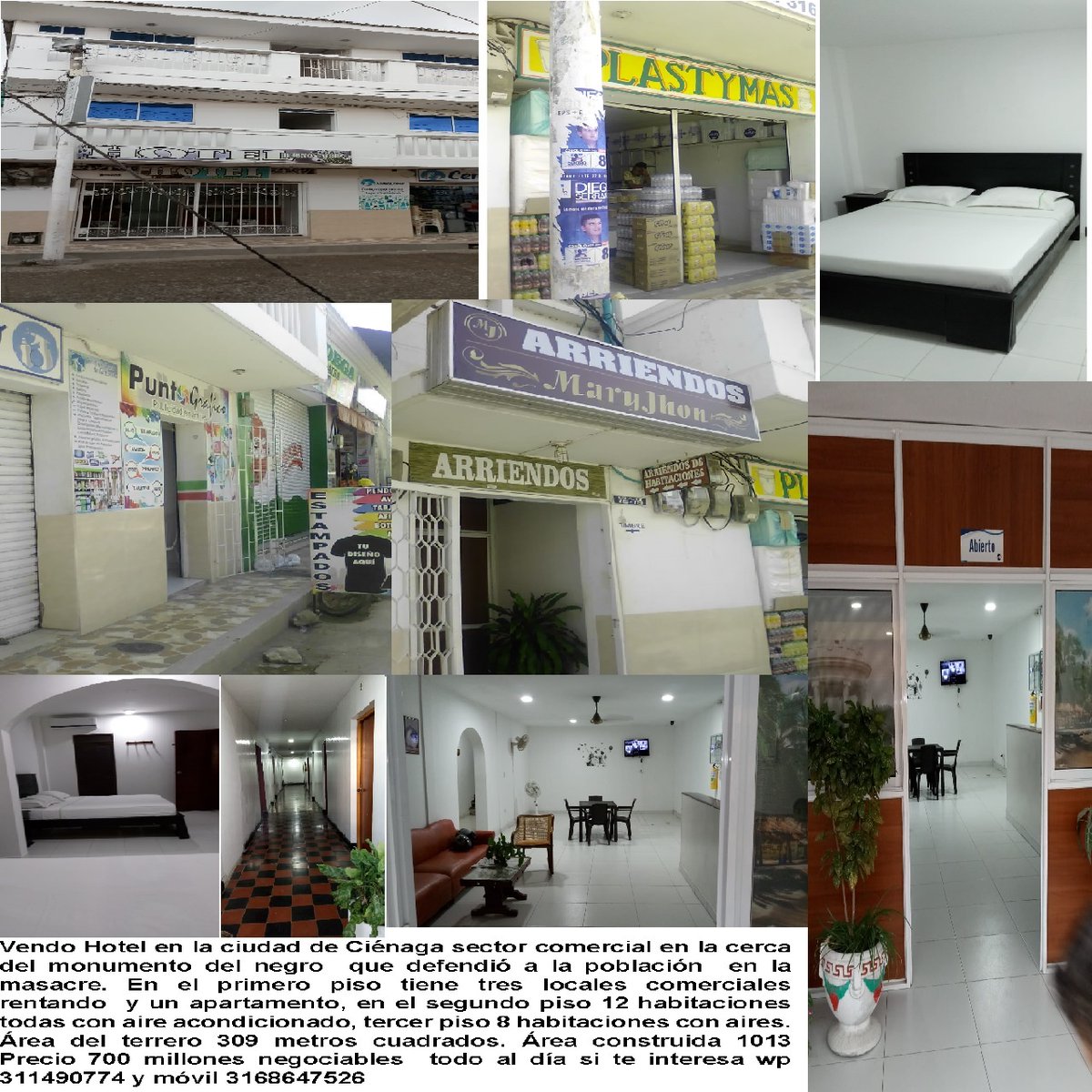 albertopardoc's tweet photo. HOTEL EN VENTA EN CIENEGA 20 HABITACIONES TRES LOCALES COMERCIALES Y UN APTO RENTANDO VALOR $700 MILLONES NEGOCIABLES WP3114907741
Si no te interesa el aviso ayudarme a compartirlo para ayudarle a la señora a vender su hotel que tanto necesita el dinero https://t.co/zemyAhvAiV