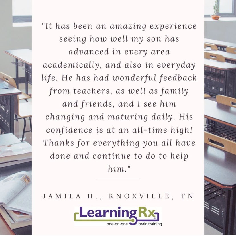 LRxKnoxville's tweet photo. We love seeing the life-changing improvements that are happening every day. #changinglives #braintraining #learningrx #knoxville https://t.co/UNqjpueXLV