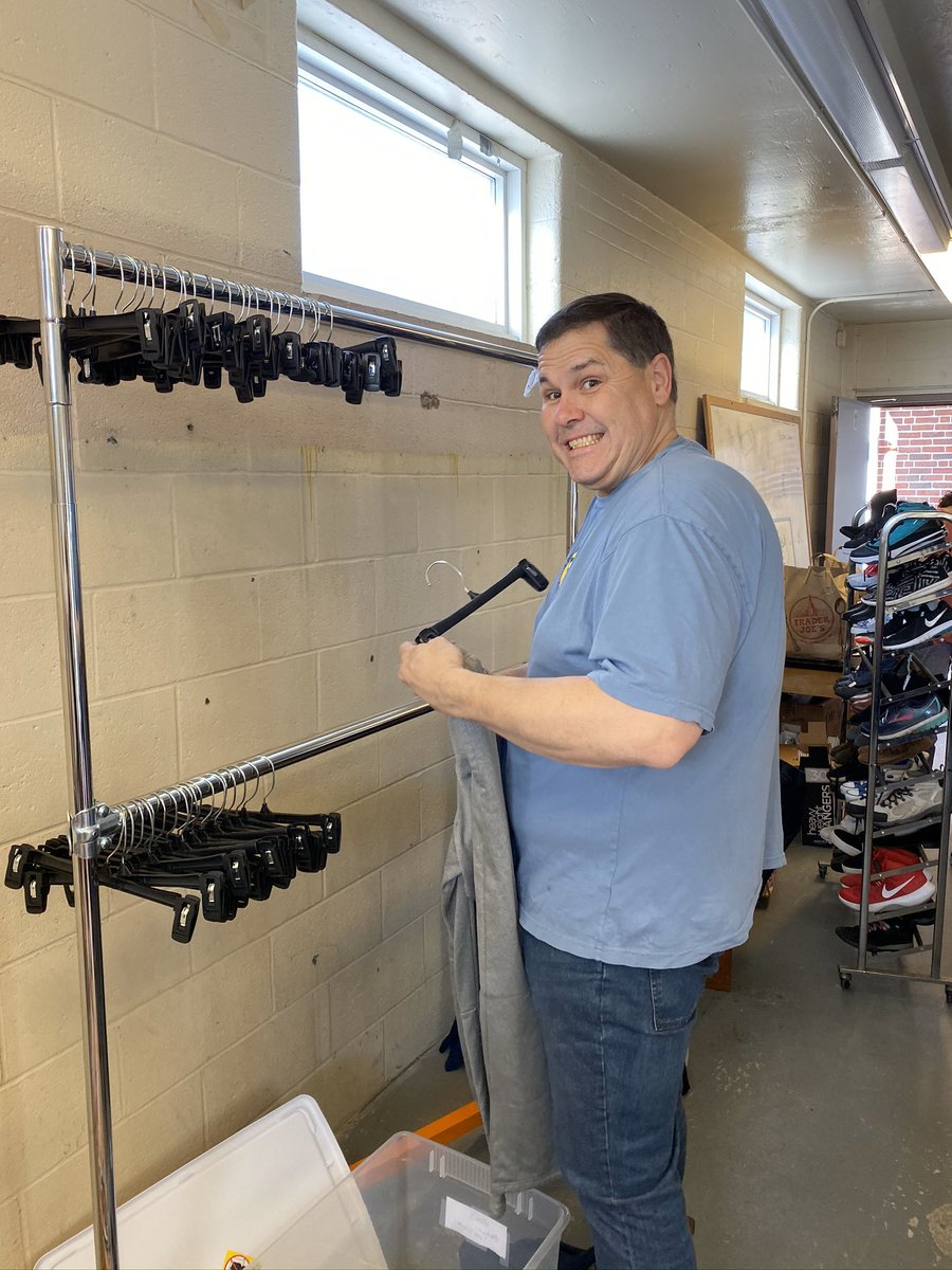 LakeHouseMom's tweet photo. The Knights’ Closet is set up with the help of many hands! Thanks to all who donated items and time to make this idea a reality! https://t.co/Bfw7yNwvxi