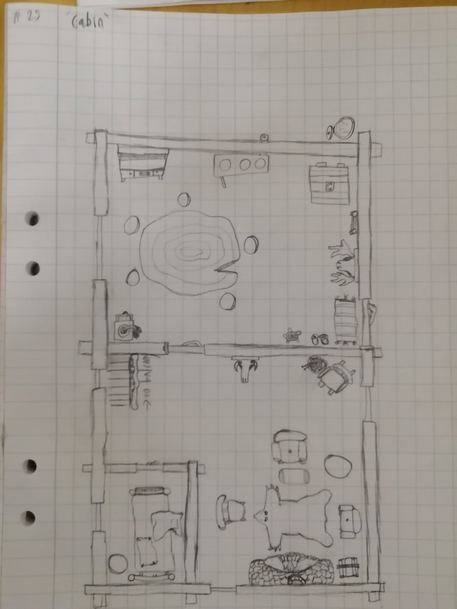 MSaarhelo's tweet photo. #Mapvember2019 Day 25 "Cabin". I know I'm really late with these, but I promised myself that I will finish them. So I skipped day 24 for now to get something done. This one is your basic woodland cabin with all the classics: bearskin rug, big fireplace, log walls, etc. #Mapvember https://t.co/Lz0kZ1zqI0