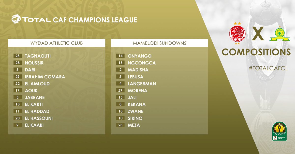 caf_online_FR's tweet photo. COMPOSITION | Voici les 11 de départ pour le match à venir #WACMSD #TotalCAFCL https://t.co/4bRdkRWGvh