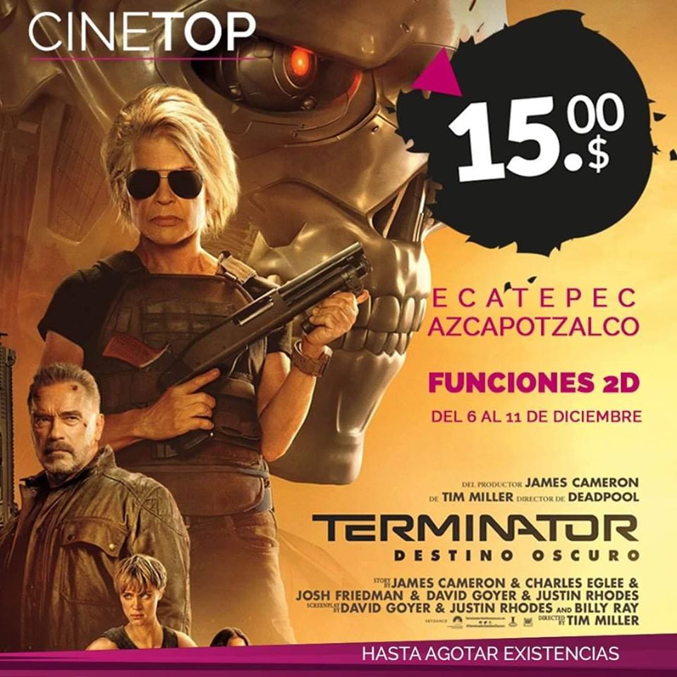 TodoEcatepec's tweet photo. ❗🎬🎥 Aprovecha la promoción de para ir al cine y ver #Terminator en #CineTop en @PabellonEcatepe
🗓️ Hasta el 11 de diciembre
Mas info en:
👇👇👇
https://t.co/CRn3JnYljG
@CinefolioCDMX
#TodoEcatepecMx ❤️ https://t.co/UhJ8EzcxN3