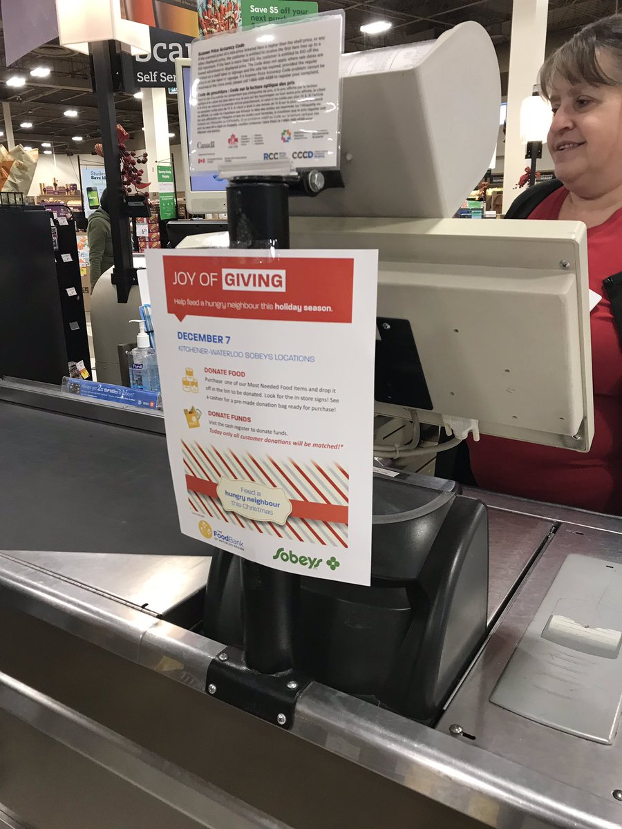 SallySarachman's tweet photo. Today’s the day! @sobeys will match every cash donation in support of the @foodbankwatreg. Your gift will go twice as far in our work to support the more than 35,500 individuals who look for help during their toughest times. #JoyofGiving https://t.co/68iThNFKcW