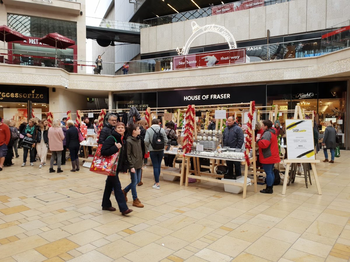 SHOPCreativeuk's tweet photo. We are all set up in @CabotCircus in Bristol with 24 makers and creatives selling their awesome products until 8pm today and another 24 tomorrow 11-5! Come and #shopsmall on #SmallBusinessSaturday 💥 https://t.co/x5dtCMEgKS