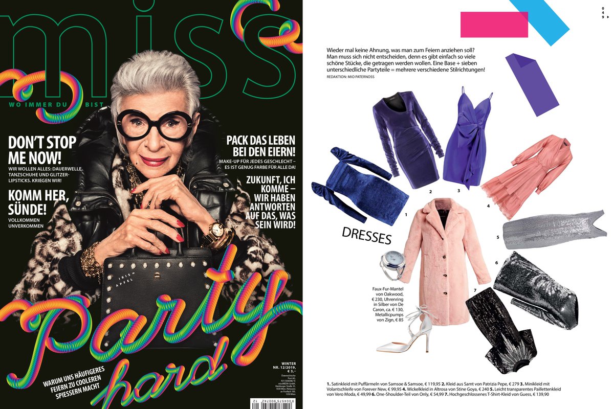 decaronofficial's tweet photo. In the December issue of Austrian lifestyle magazine #MISS , the #deCaron silver #WatchRing is featured as a base #accessory that goes with many different outfits and styles. #IrisApfel https://t.co/dSHIh5S1HU