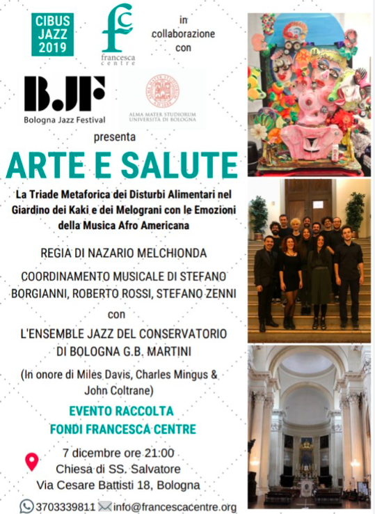 CentreFrancesca's tweet photo. Stasera al Teatro San Salvatore di #Bologna non perdetevi questo bellissimo appuntamento su #Arte e #Salute in collaborazione con @BolognaJazzFest ! Ore 21! Vi aspettiamo per farvi conoscere @CentreFrancesca e le sue iniziative.

#dignitàdellapersona #dirittiumani https://t.co/oVAEQEZOq7