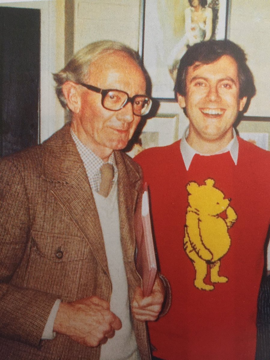 GylesB1's tweet photo. Today I’m visiting Pooh Corner in Hartfield. I was lucky enough to know the real Christopher Robin. Here I am with A A Milne’s son back in 1986. He was delightful and a wonderful writer, too. https://t.co/0TpnVDShI1
