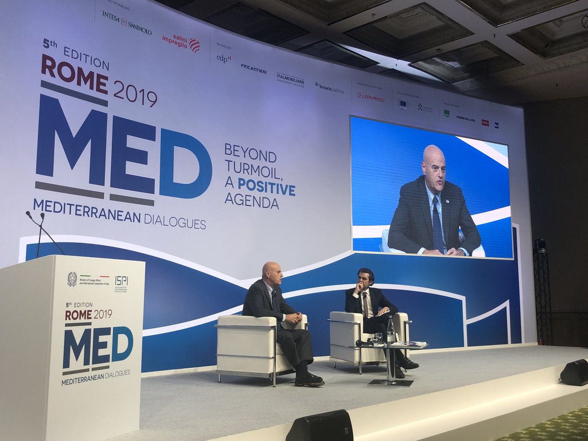 lapopistelli's tweet photo. #Eni CEO #Descalzi on stage at #Med2019 talking about the strategic role of the Med Basin for #energy activities, shared prosperity despite and beyond political turmoil. https://t.co/8UJ8Sh5ide