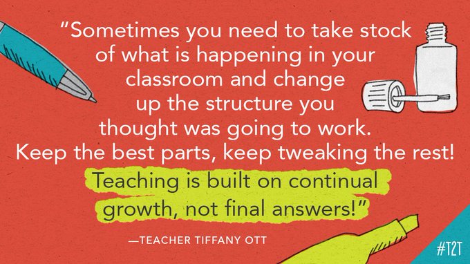 Teacher2Teacher (@teacher2teacher) on Twitter photo There's always something new to know and some way new to grow, says T <a href="/TechieTeachOtt/">Tiffany Ott</a>.
What's something you've tweaked in your classroom this school year?
#edchat #ntchat There's always something new to know and some way new to grow, says T <a href="/TechieTeachOtt/">Tiffany Ott</a>.
What's something you've tweaked in your classroom this school year?
#edchat #ntchat