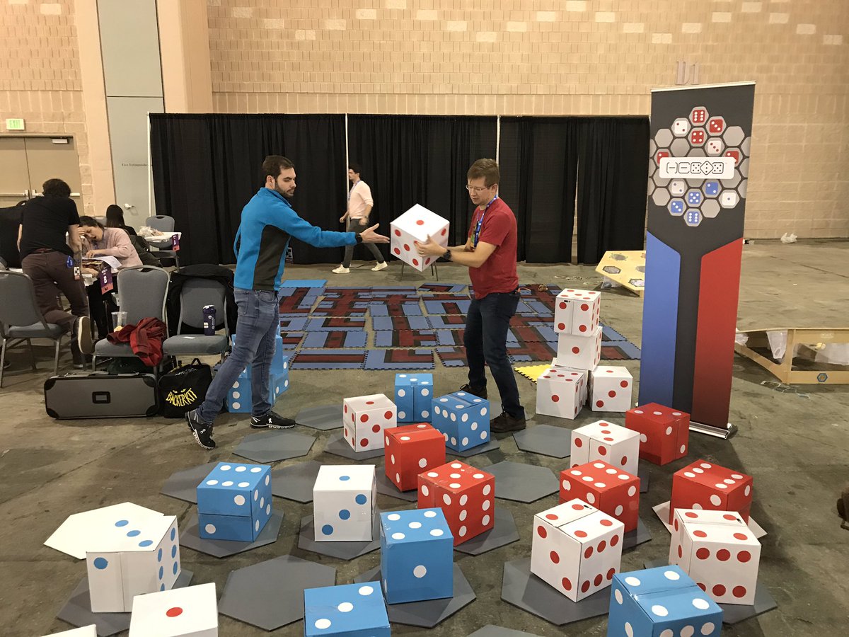 HexixGame's tweet photo. Here at #paxunplugged2019 in Philadelphia! 
The invitation to bring a BIG GAME was exciting and seeing it in action is even better!! Production was a big team push and we’re grateful to all involved.

#paxunplugged #pax #paxeast #knightmovescafe #biggame #strategy #strategygames https://t.co/T3W8OKQnaK