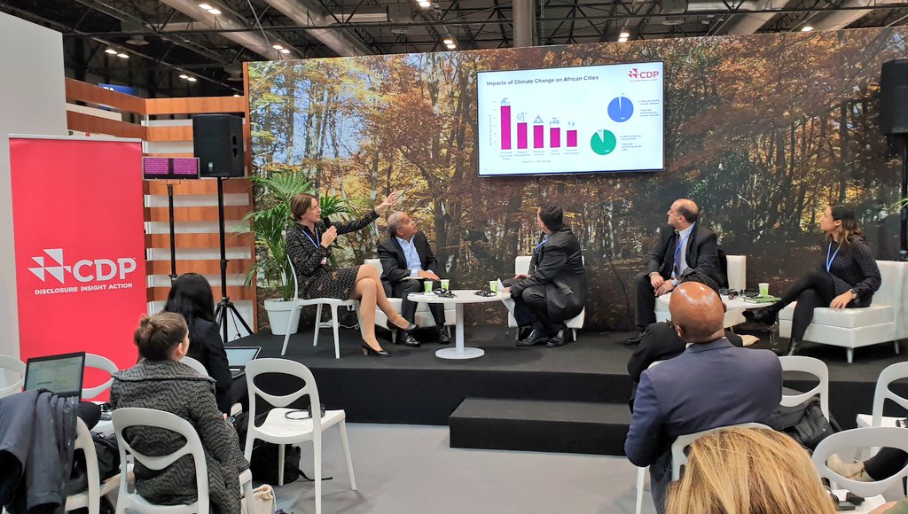 We @CDP help cities to assess their climate impacts and take action. In Africa, 70% cities disclosing to CDP have climate targets. How can cities' ambition be captured in #NDCs? Now at the @minambienteIT #COP25