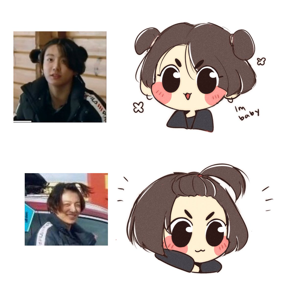 ParkParkAudrey's tweet photo. JK's hair and its evolution #JK #jungkook https://t.co/qww2GUYlGx