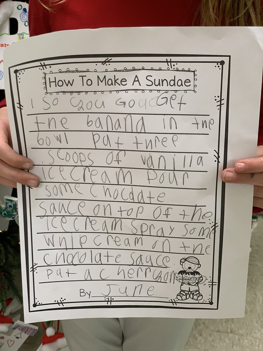PeachCreekElem's tweet photo. These young authors from Ms. Wilie’s class told us all about how to make an ice cream sundae! @SplendoraISD @SISDTeachLearn https://t.co/NwIervQFjW