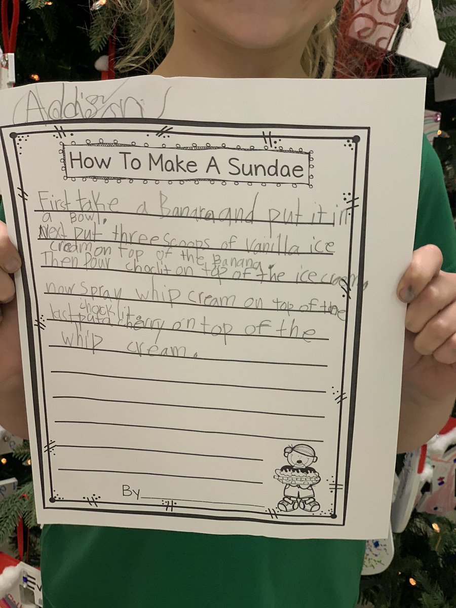 PeachCreekElem's tweet photo. These young authors from Ms. Wilie’s class told us all about how to make an ice cream sundae! @SplendoraISD @SISDTeachLearn https://t.co/NwIervQFjW