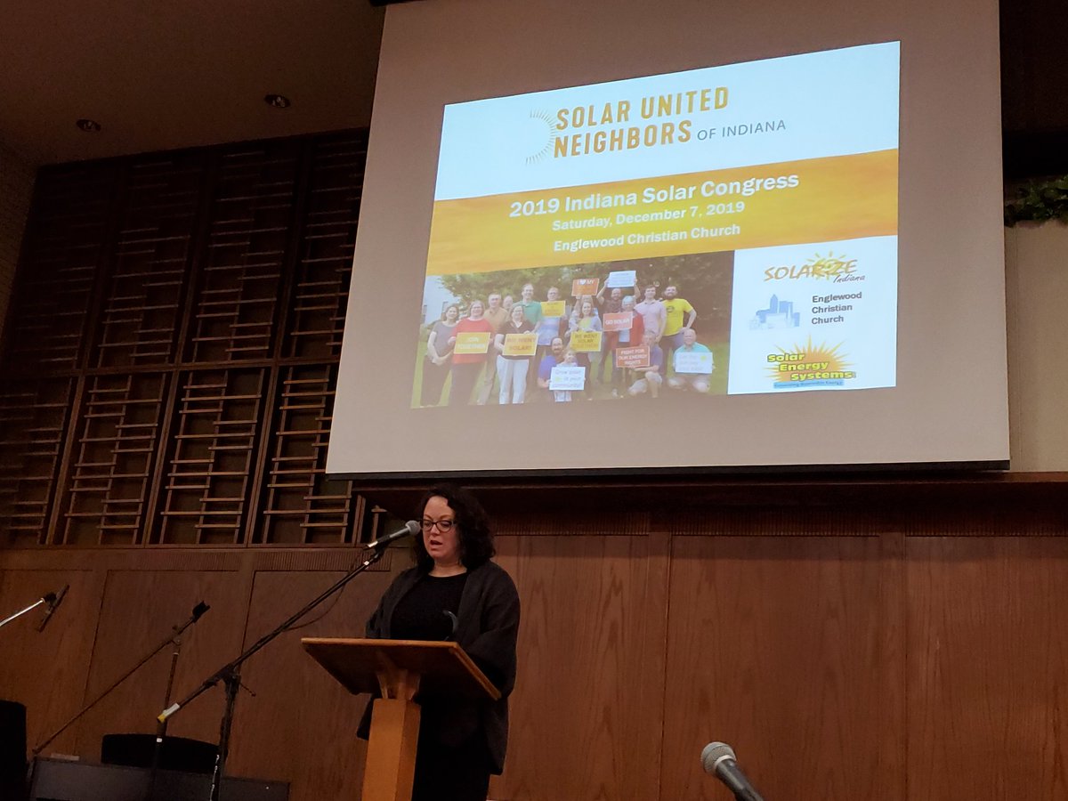 ZachSchalk's tweet photo. So proud to kick off today's @SolarNeighbors Indiana #SolarCongress with an exciting announcement from @SustainIndy Dir. Katie Robinson about a new partnership with the City to expand solar access to low-income homeowners! https://t.co/C8lJ77CQyQ
