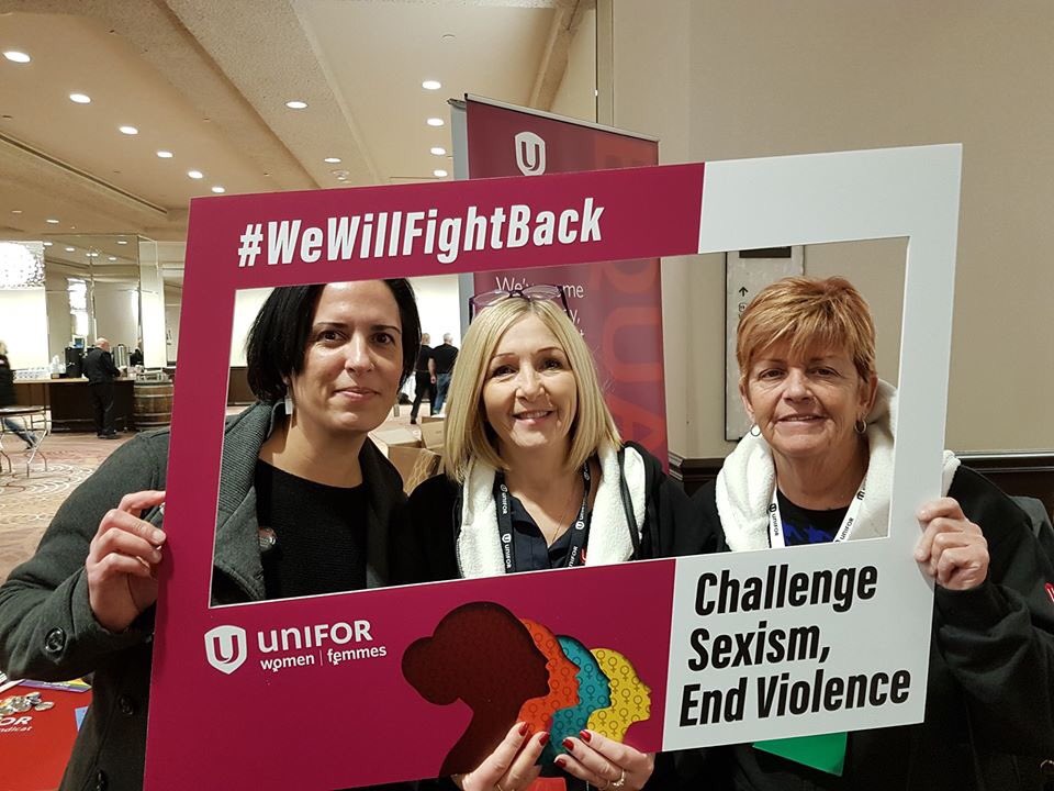 wesmaman's tweet photo. #WeWillFightBack will you challenge sexism and #EndViolenceAgainstWomen #endgenderbasedviolence 💜 #ORC19 #Unifor https://t.co/OQDGtnceud