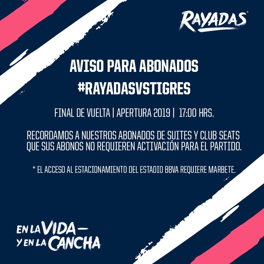 Rayadas's tweet photo. 📢| Atención, #FamiliaRayada, les recordamos a nuestros abonados de Suites y Club Seats que sus abonos no requieren activación para la #GranFinal de #RayadasvsTigres en el Estadio BBVA. 🏟🎟🤠
#SíSeHace
#ArribaElMonterrey 🔵⚪️🎀 https://t.co/i3EAI8WCBu