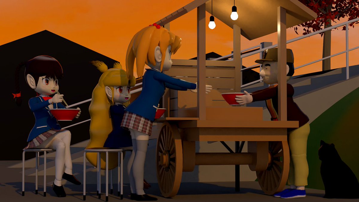 Uzivatel こむ Na Twitteru チャルメラおじさんの屋台ラーメンです いつもは黒猫のぐらが呼び込みのバイト 猫なので時給100円 をしているのですが 今だけ代打でクロベエさんが呼び込みをしています T Co R1qcubnsnc 3dcg チャルメラ イラスト 屋台