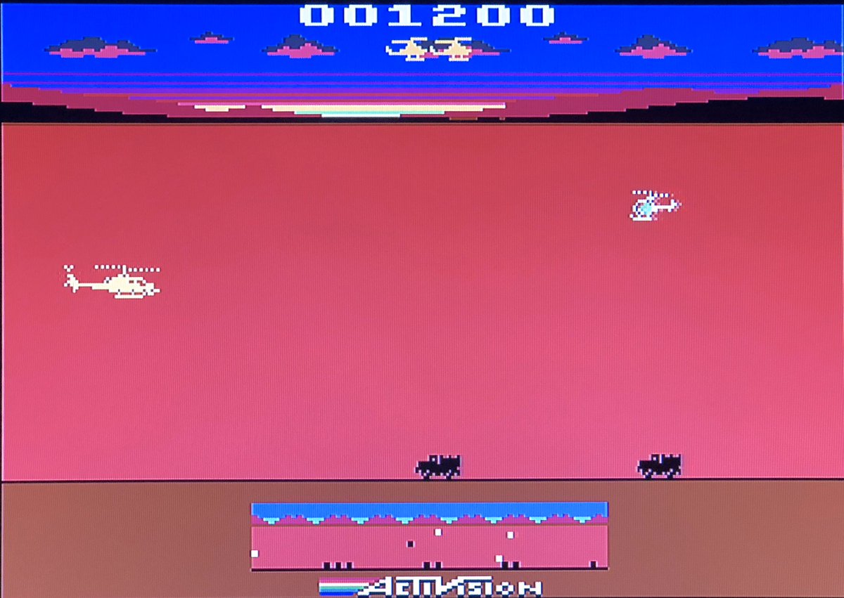 Technogamer74's tweet photo. From Atari 2600 to C64↕️

...playing CHOPPER COMMAND🚁

Cool port by @tonysavon 👍🏻

#C64 #Commodore #c64mini #8bit #8bitart #videogames #pixel #pixelart #Retro #RETROGAMING #retrogamer #nostalgia #vintage #80s #choppercommand #atari #atari2600 #games #gaming https://t.co/6rdAbcgZNn