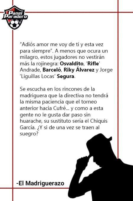panelparadero's tweet photo. Regresó el madriguerazo, regresó panel. A muchos no les gustará el tema de las bajas y menos porque no se han oficializado refuerzos. 

¿Cuál baja te dolería más? ¡Te leemos! https://t.co/UxUGBSohE1