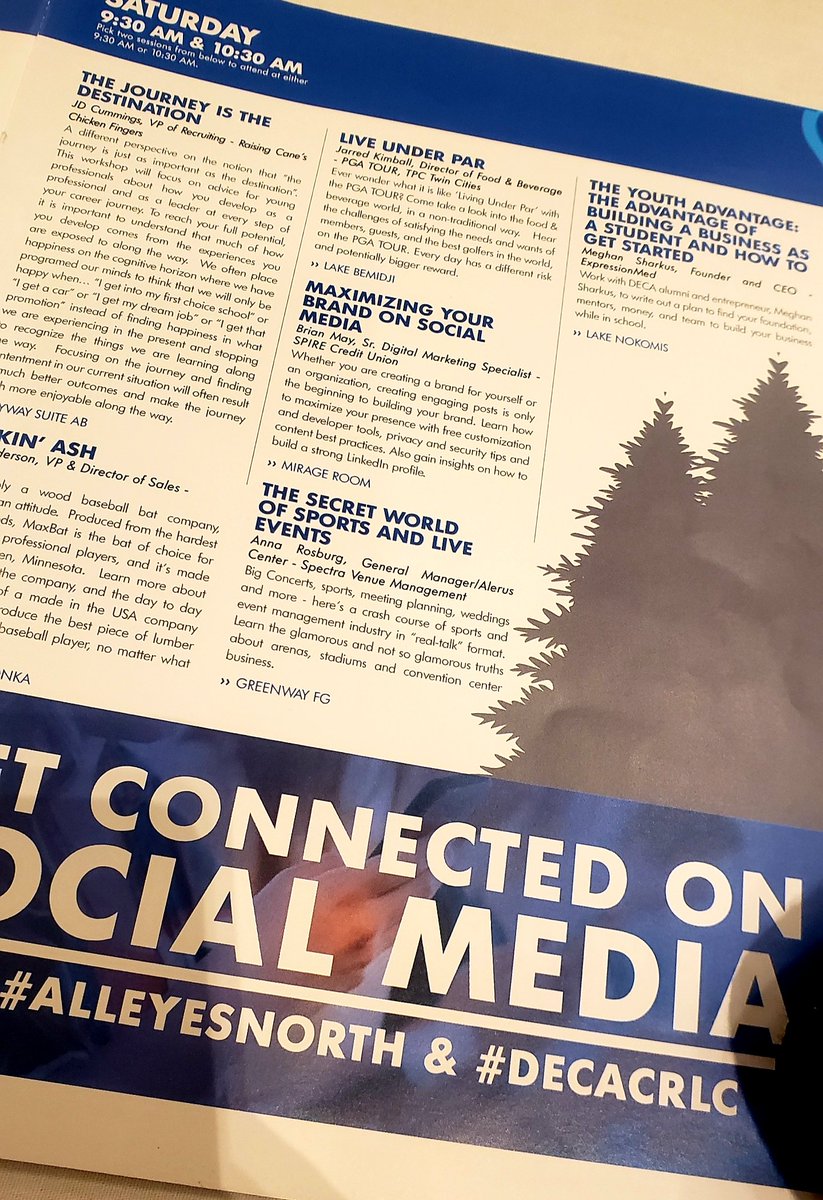 ScottTechDECA's tweet photo. Great morning sessions! Which ones to choose? #decacrlc #AllEyesNorth https://t.co/ktu2pmR3H2
