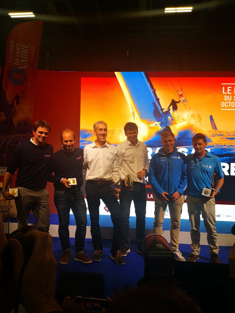 [#LIVE] Remise des prix de la @TransatJV_fr au salon <a href="/NauticParis/">B</a>. Nous souhaitons féliciter toutes les équipes pour leur courage et leurs efforts pour rallier Le Havre à Salvador de Bahia.
Un grand bravo à notre duo <a href="/sebrogues/">Primonial Sailing Team - Sébastien Rogues</a> / Matthieu Souben ! #PrimonialSailingTeam