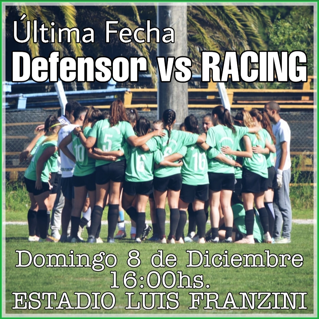 femenino_racing's tweet photo. #MAYORES|
Se juega la última fecha de la Copa de Oro y es con entrada libre!!!
⚽️ Defensor vs RACING
📅 Domingo 8 de Diciembre
⏰ 16:00hs.
🏟 Estadio Luis Franzini
⚠️ ENTRADA GRATUITA!!!

Los esperamos a todos para cerrar el año con un gran partido!
#SomosRacing 🇳🇬💪 https://t.co/b4BM7cgpHs