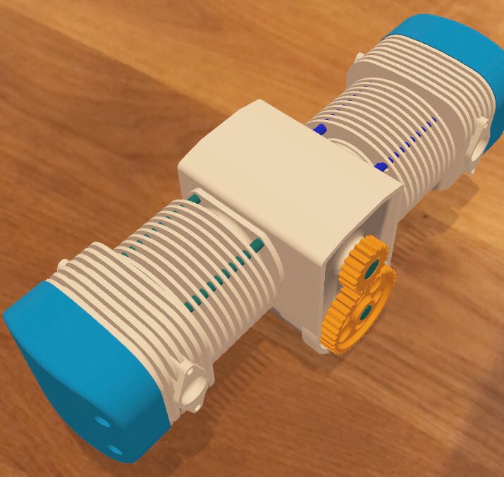 Charlie__Monroe's tweet photo. Test of the day. 2 cylinder engine in #mobilear #glTF #glb #solidworks #AugmentedReality https://t.co/7r2NIKzIFL